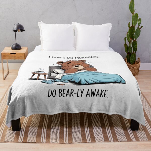 Item preview, i don't do mornings, sleepy, awake, bear, funnyfits70, Humor, Funny, retro, vintages, funny quotes, animal humor, designed and sold by FunnyFits70.