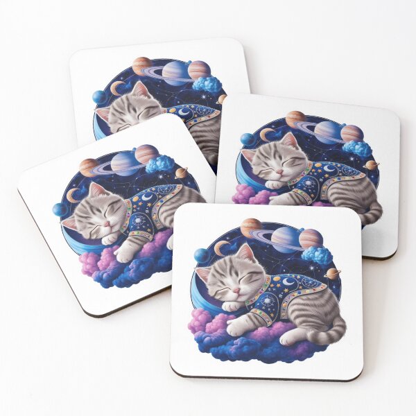 Item preview, Adorable  Sleeping Astrology Cat and Planets designed and sold by Mudastro Astrology.
