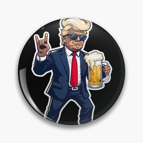 Item preview, Cartoon Donald Trump In Dynamic Pose With Beer Mug designed and sold by jasperDesigns.