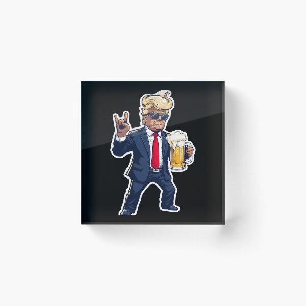 Item preview, Cartoon Donald Trump In Dynamic Pose With Beer Mug designed and sold by jasperDesigns.