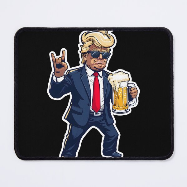 Item preview, Cartoon Donald Trump In Dynamic Pose With Beer Mug designed and sold by jasperDesigns.