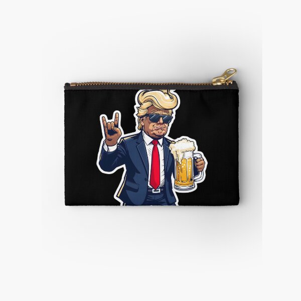 Item preview, Caricatura de Donald Trump en pose dinámica con jarra de cerveza designed and sold by jasperDesigns.