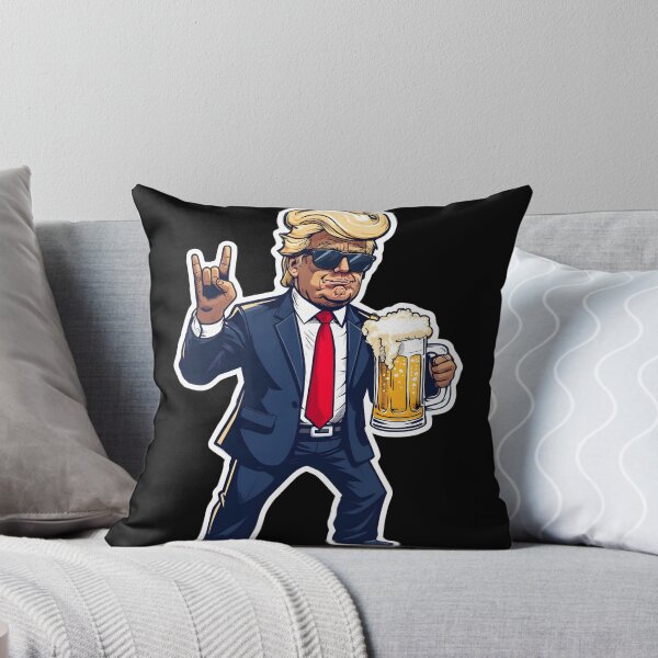 Item preview, Cartoon Donald Trump In Dynamic Pose With Beer Mug designed and sold by jasperDesigns.
