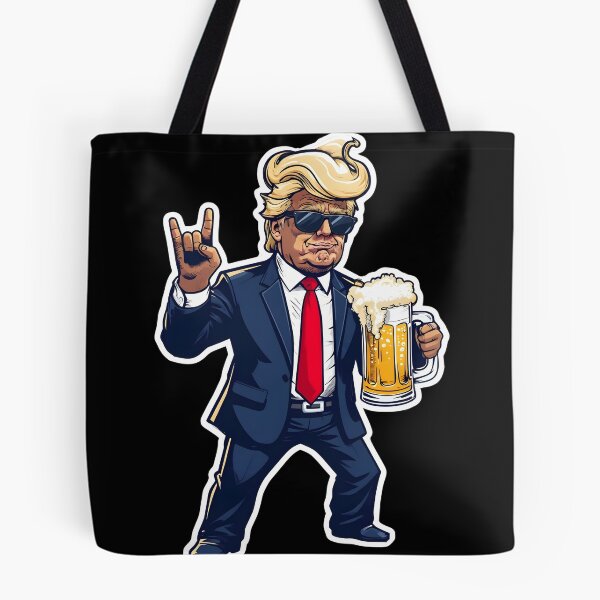 Item preview, Cartoon Donald Trump In Dynamic Pose With Beer Mug designed and sold by jasperDesigns.
