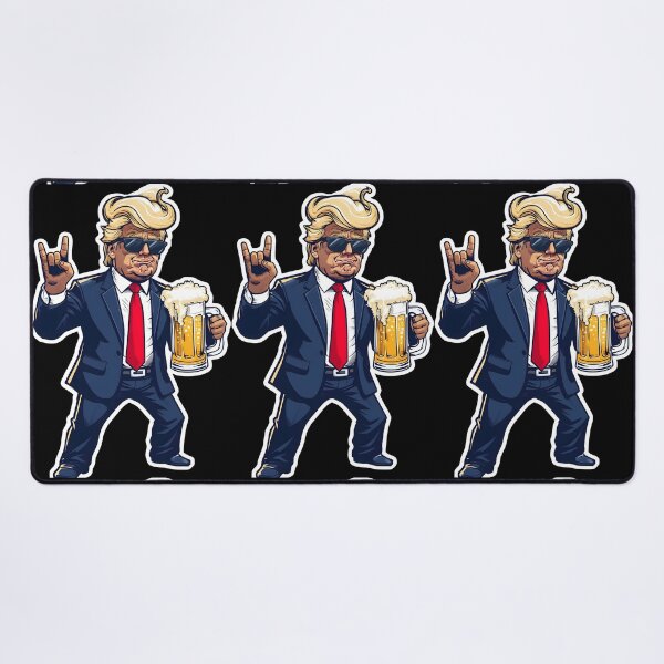 Item preview, Cartoon Donald Trump In Dynamic Pose With Beer Mug designed and sold by jasperDesigns.