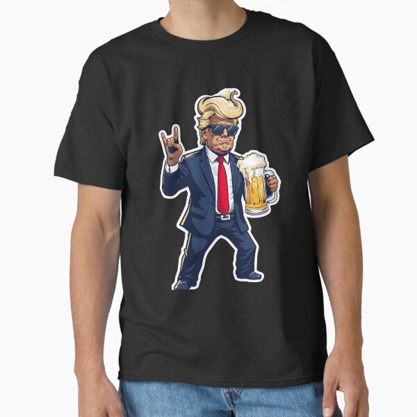 Item preview, Cartoon Donald Trump In Dynamic Pose With Beer Mug designed and sold by jasperDesigns.