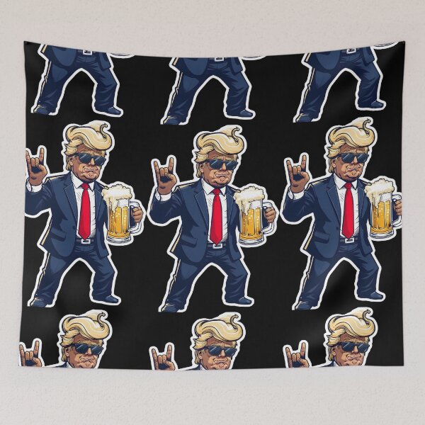 Item preview, Cartoon Donald Trump In Dynamic Pose With Beer Mug designed and sold by jasperDesigns.