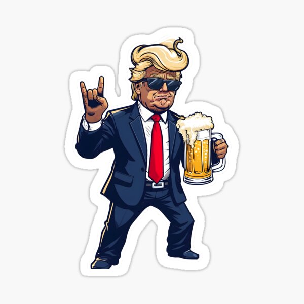 Item preview, Cartoon Donald Trump In Dynamic Pose With Beer Mug designed and sold by jasperDesigns.