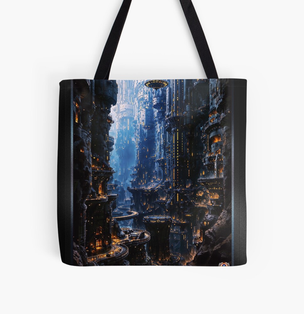 The Majestic Clavian City A Futuristic Mountain Metropolis AI Concept Art by Xzendor7 | An Astounding Architectural Marvel 4 The Majestic Clavian City A Futuristic Mountain Metropolis Astounding AI Concept Art by Xzendor7 Decorative Art Print Tote Bag