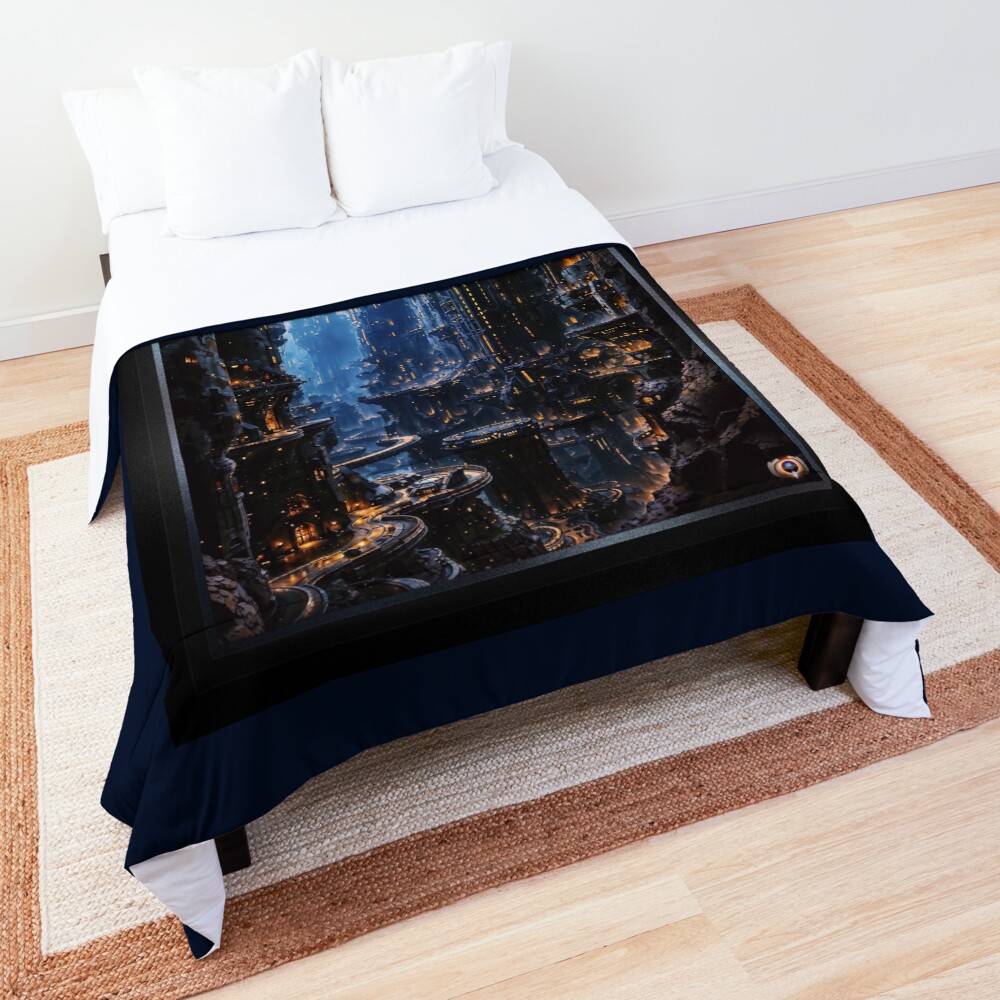 The Majestic Clavian City A Futuristic Mountain Metropolis AI Concept Art by Xzendor7 | An Astounding Architectural Marvel 3 The Majestic Clavian City A Futuristic Mountain Metropolis Astounding AI Concept Art by Xzendor7 Decorative Art Print Comforter