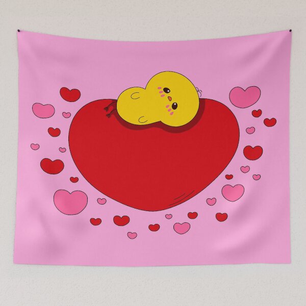 Item preview, Unmotivated chick relaxing on a heart designed and sold by Demeka-chan.