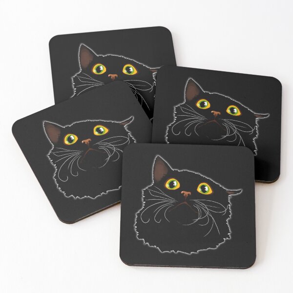 Item preview, Black cat with huge eyes - Funny illustration, scared, amazed, humorous design for cat lovers, gift ideas and creative products designed and sold by Nadja Leutloff.