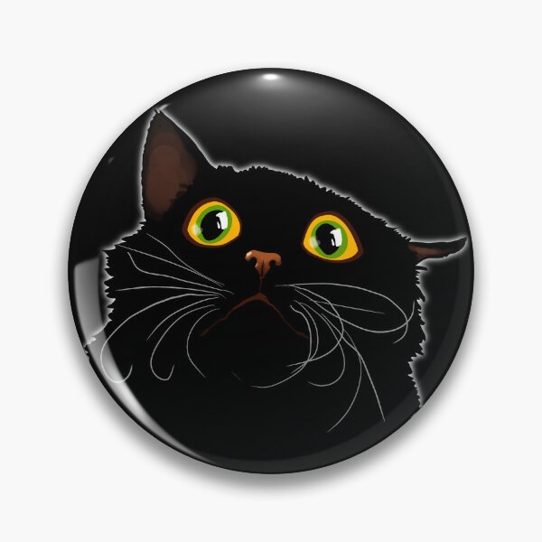 Item preview, Black cat with huge eyes - Funny illustration, scared, amazed, humorous design for cat lovers, gift ideas and creative products designed and sold by Nadja Leutloff.