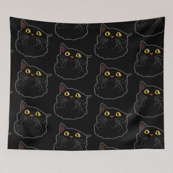 Item preview, Black cat with huge eyes - Funny illustration, scared, amazed, humorous design for cat lovers, gift ideas and creative products designed and sold by Nadja Leutloff.