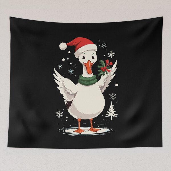 Item preview, Festive Duck with Santa Hat and Holly designed and sold by LuminOrb.