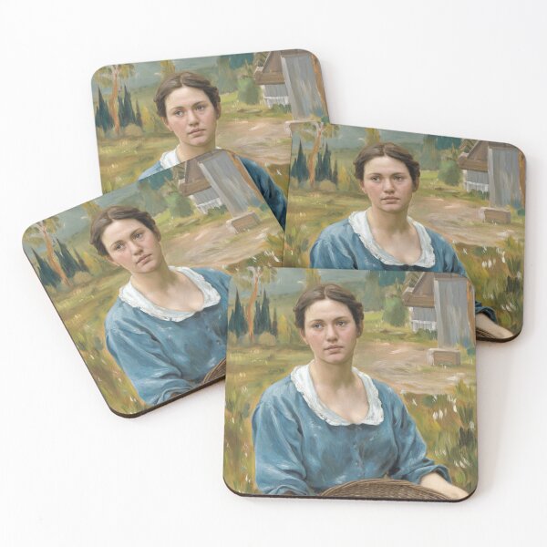 Item preview, Young woman with a basket full of apples designed and sold by clon-dot-net.