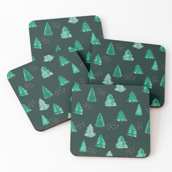 Item preview, green watercolor  trees christmas  pattern  designed and sold by iLamshop.