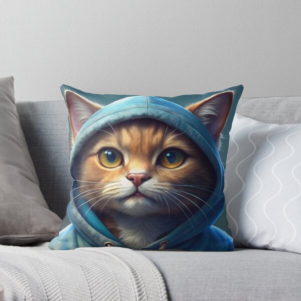 Item preview, Cute cat wearing a hoodie looking serious with a colorful background, copy space designed and sold by AngelinArts.