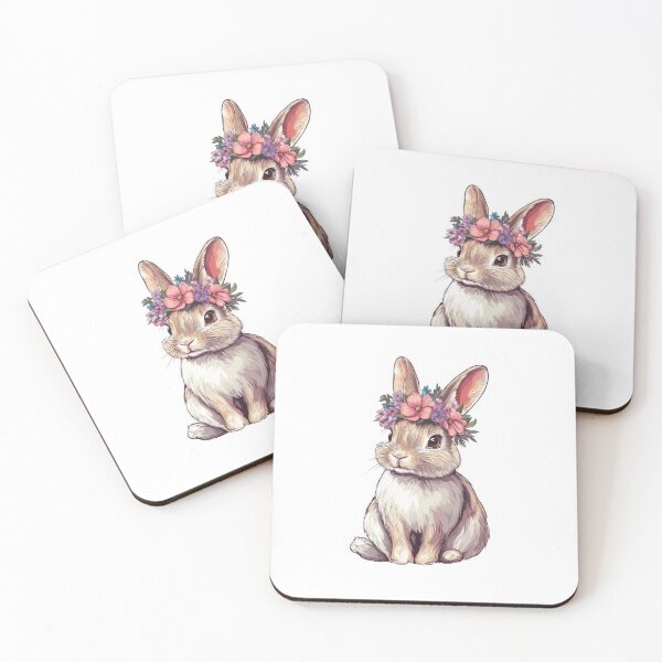 Item preview, Adorable Bunny with Floral Crown Illustration designed and sold by Enea Kelo.