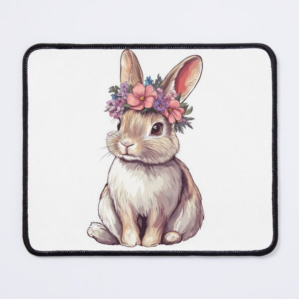 Item preview, Adorable Bunny with Floral Crown Illustration designed and sold by Enea Kelo.