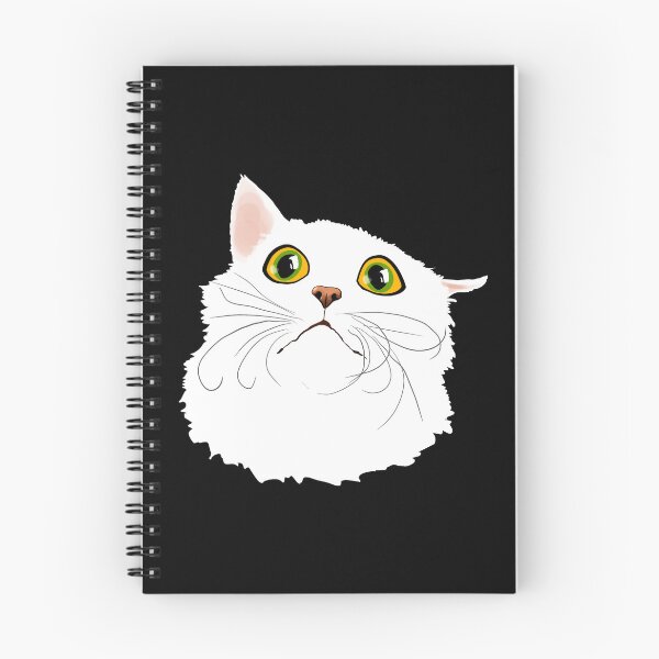 Item preview, White cat with huge eyes - Funny illustration, amazed, frightened, humorous design for cat lovers, gift ideas and creative products designed and sold by Nadja Leutloff.