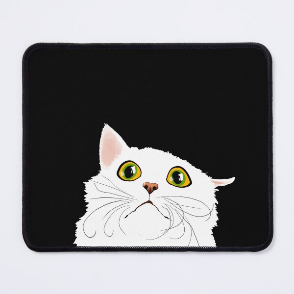 Item preview, White cat with huge eyes - Funny illustration, amazed, frightened, humorous design for cat lovers, gift ideas and creative products designed and sold by Nadja Leutloff.