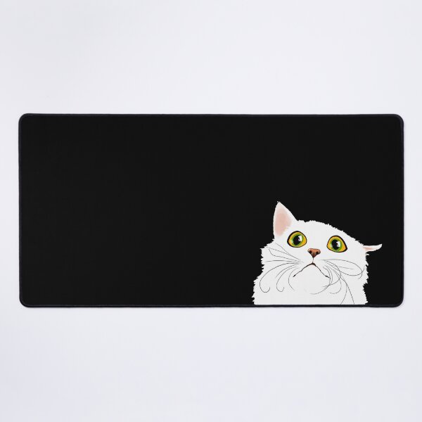 Item preview, White cat with huge eyes - Funny illustration, amazed, frightened, humorous design for cat lovers, gift ideas and creative products designed and sold by Nadja Leutloff.