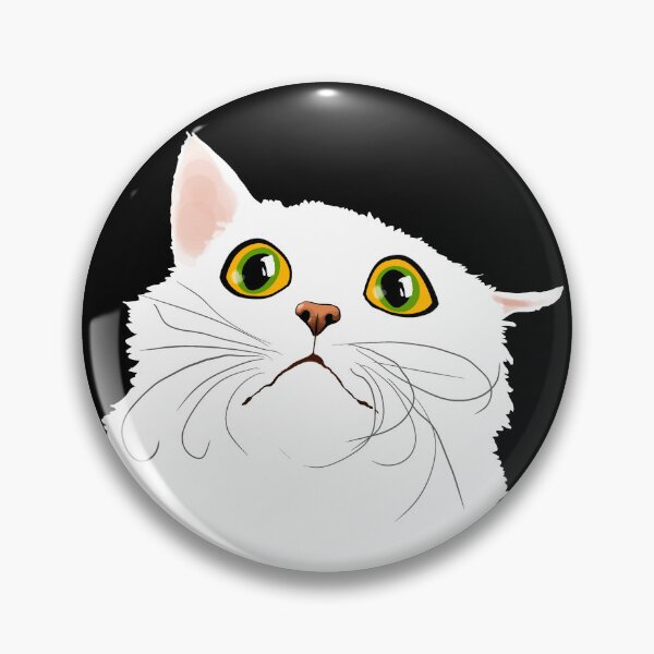 Item preview, White cat with huge eyes - Funny illustration, amazed, frightened, humorous design for cat lovers, gift ideas and creative products designed and sold by Nadja Leutloff.