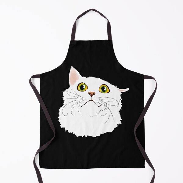 Item preview, White cat with huge eyes - Funny illustration, amazed, frightened, humorous design for cat lovers, gift ideas and creative products designed and sold by Nadja Leutloff.