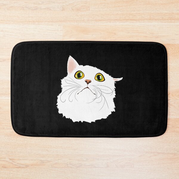 Item preview, White cat with huge eyes - Funny illustration, amazed, frightened, humorous design for cat lovers, gift ideas and creative products designed and sold by Nadja Leutloff.