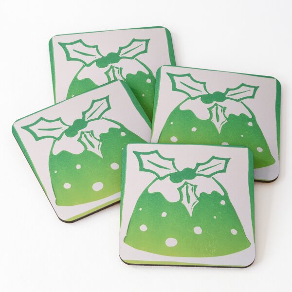 Item preview, Christmas Pudding Linocut Print in Green designed and sold by The Lazy Beach.