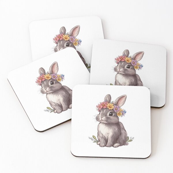 Item preview, Adorable Bunny with Floral Crown Illustration designed and sold by Enea Kelo.