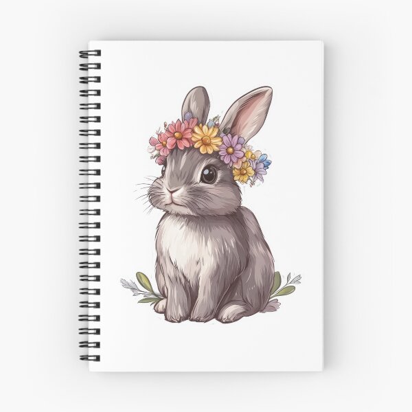 Item preview, Adorable Bunny with Floral Crown Illustration designed and sold by Enea Kelo.