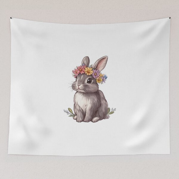 Item preview, Adorable Bunny with Floral Crown Illustration designed and sold by Enea Kelo.
