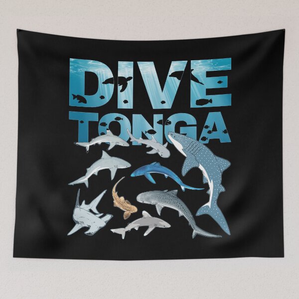 Item preview, Dive Tonga whale shark tiger shark bull shark hammerhead shark designed and sold by NicGrayGraphic.