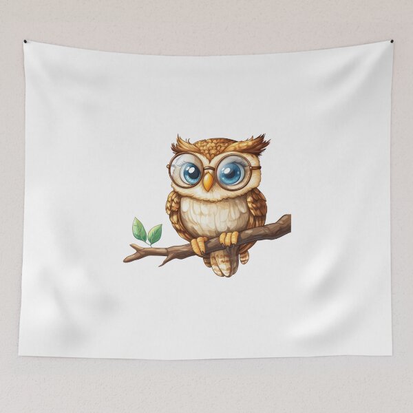 Item preview, Baby Owl with Round Glasses on Tree Branch designed and sold by Enea Kelo.