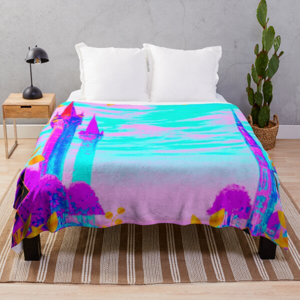 Item preview, castles in day time with light blue sky and pink clouds of sunset designed and sold by MerryCrown.