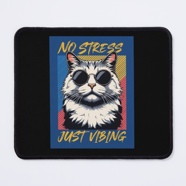 Item preview, No stress Justvibing Cat, Grumpy Morning Cat,Cartoon Cat Frantically Holding Croissant And Milk, MOM I am hungry. designed and sold by Colorful-Garden.
