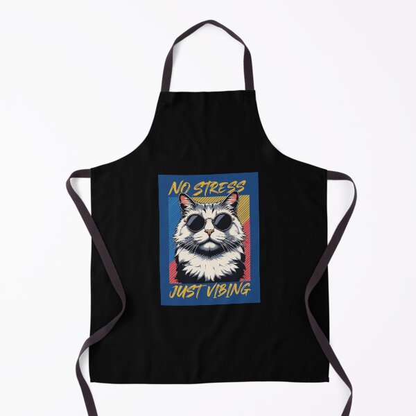 Item preview, No stress Justvibing Cat, Grumpy Morning Cat,Cartoon Cat Frantically Holding Croissant And Milk, MOM I am hungry. designed and sold by Colorful-Garden.