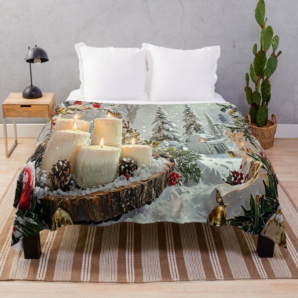 Item preview, Cozy Christmas Scene with Candles and Snowy Forest designed and sold by kyungmie87.