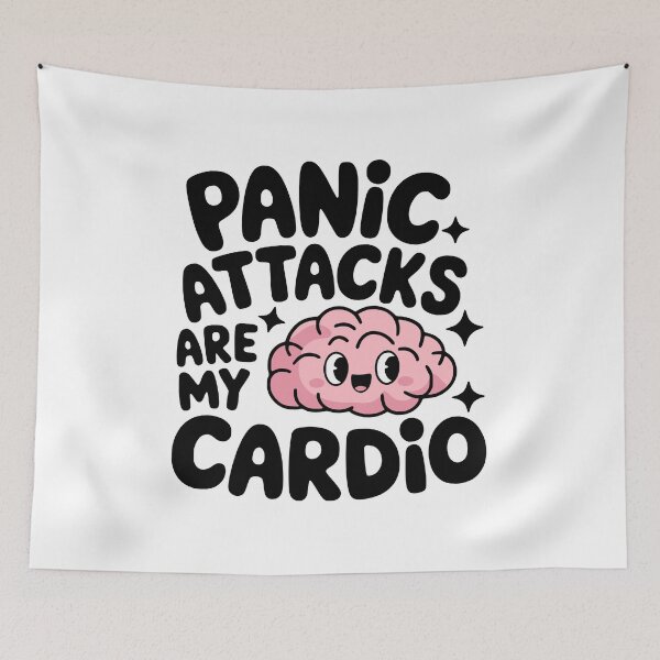 Item preview, Panic Attacks Are My Cardio! Cute Mental health Brain Pun designed and sold by PMCreative.