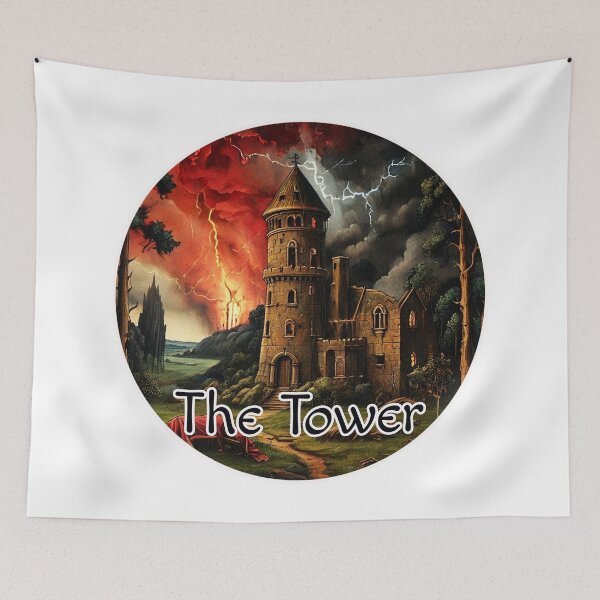 Item preview, Medieval Major Arcana Tarot Cards - The Tower Engulfed by Flames Card designed and sold by Pixel Waite.