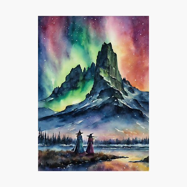 Item preview, Winter Witches Watch the Northern Lights by Lyra o'Brien designed and sold by Lyra The Lavender Witch.