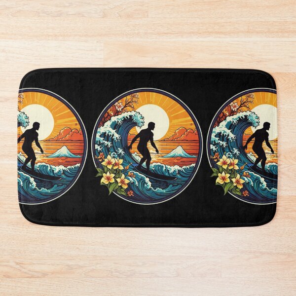 Item preview, Surfer Silhouette at Sunset with Kanagawa Japanese Wave designed and sold by NautiChic.