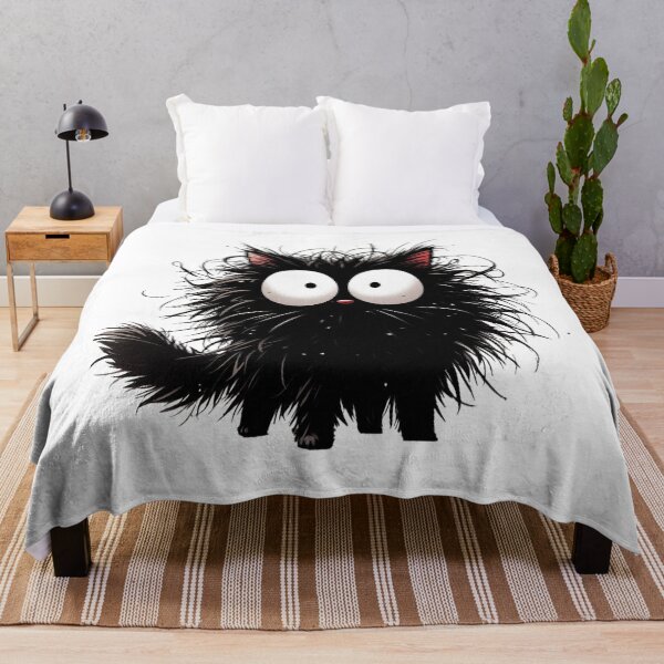 Item preview, Fluffy Black Cat in Shock designed and sold by CeammiShop.