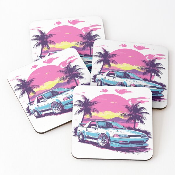 Artikelvorschau, Retro Stil Sonnenuntergang Auto und Palmen Design entworfen und verkauft von ByNicoleSara.