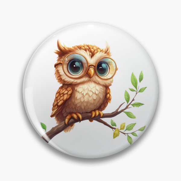 Item preview, Baby Owl with Round Glasses on Tree Branch designed and sold by Enea Kelo.