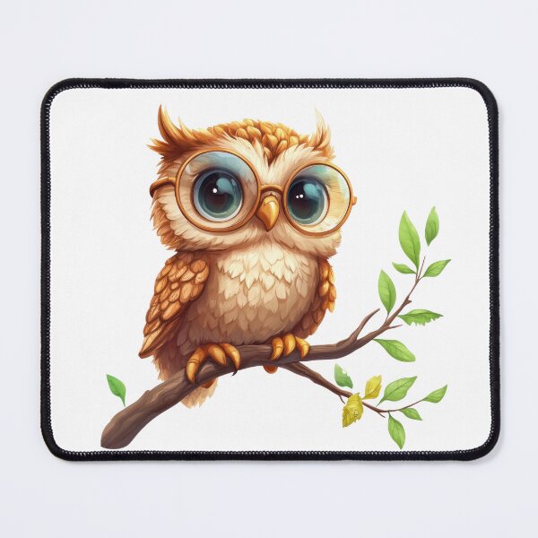 Item preview, Baby Owl with Round Glasses on Tree Branch designed and sold by Enea Kelo.