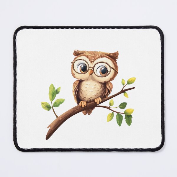 Item preview, Baby Owl with Round Glasses on Tree Branch designed and sold by Enea Kelo.