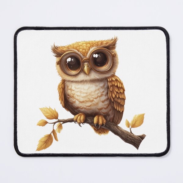 Item preview, Baby Owl with Round Glasses on Tree Branch designed and sold by Enea Kelo.